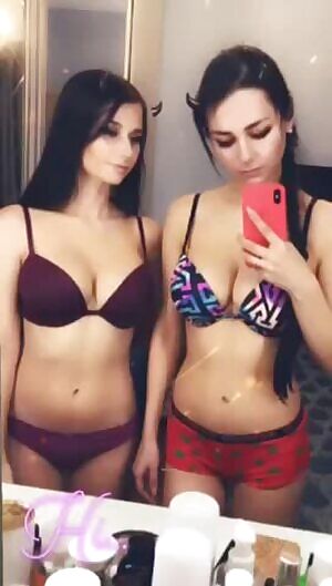 With her friend in lingerie