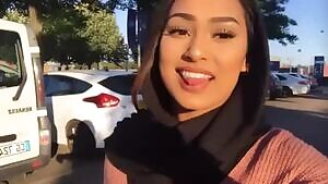 Hijabi seeing a big dick