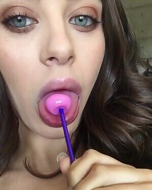 Lana Rhoades with her lollipop