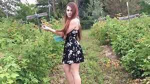 Outdoor Controlled Orgasm in Public Raspberry Patch