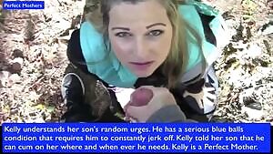 Kelly told her son to give her a heads up whenever he needed to jerk off. She understood his obsession with cumming all over her face and in her mouth and offered him a sexy target.