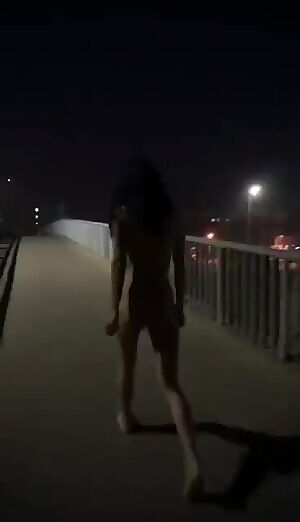 walking naked over the bridge