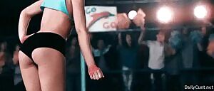 Blonde Girl Bending at the Waist