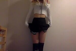 sliding her panties down for you